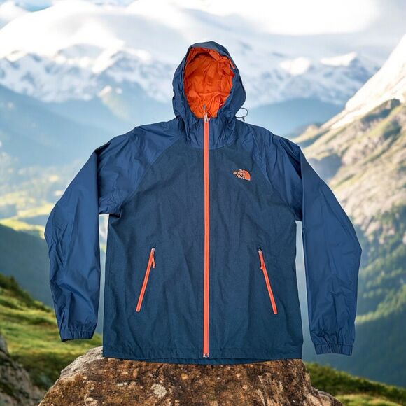 The North Face Men's Blue & Orange Windbreaker Zipper Front Jacket Size M - Picture 1 of 8